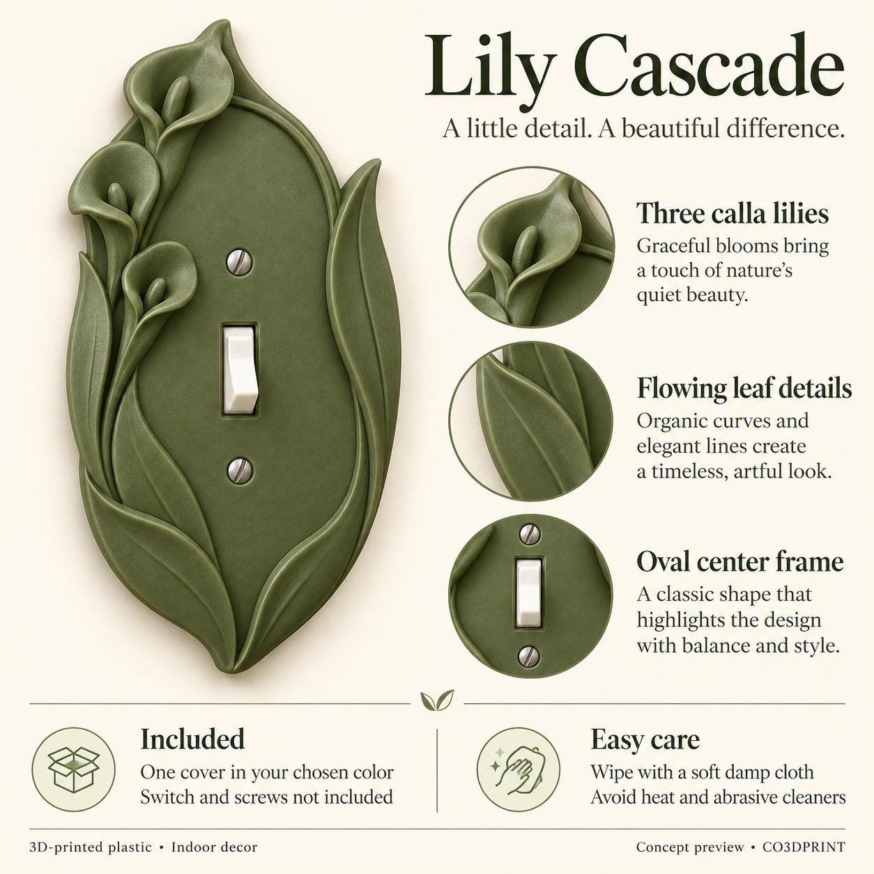 Calla Lily Switch Plate, Floral Single Toggle Cover, Lily Cascade Botanical Decor - Image 4