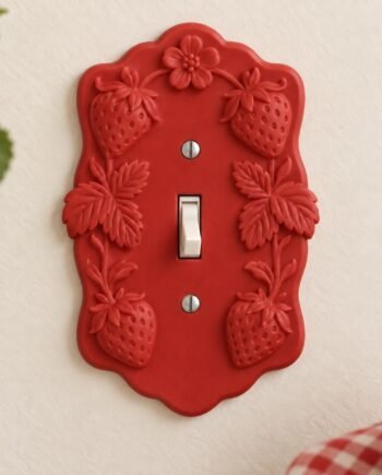 Strawberry Switch Plate & Outlet Cover, Cottagecore Toggle, Rocker or Duplex
