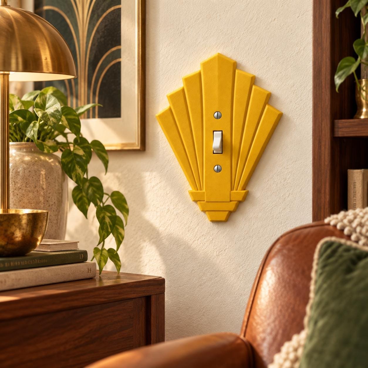 Art Deco Switch Plate & Outlet Cover, Deco Sunrise, Toggle, Rocker or Duplex - Image 4