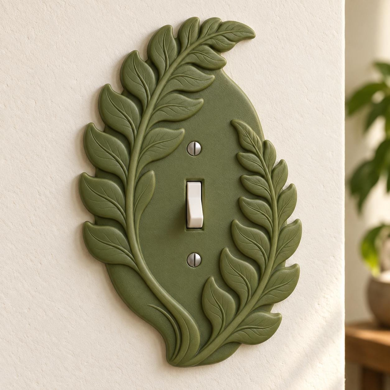 Fern Switch Plate & Outlet Cover, Botanical Leaf Toggle, Rocker or Duplex