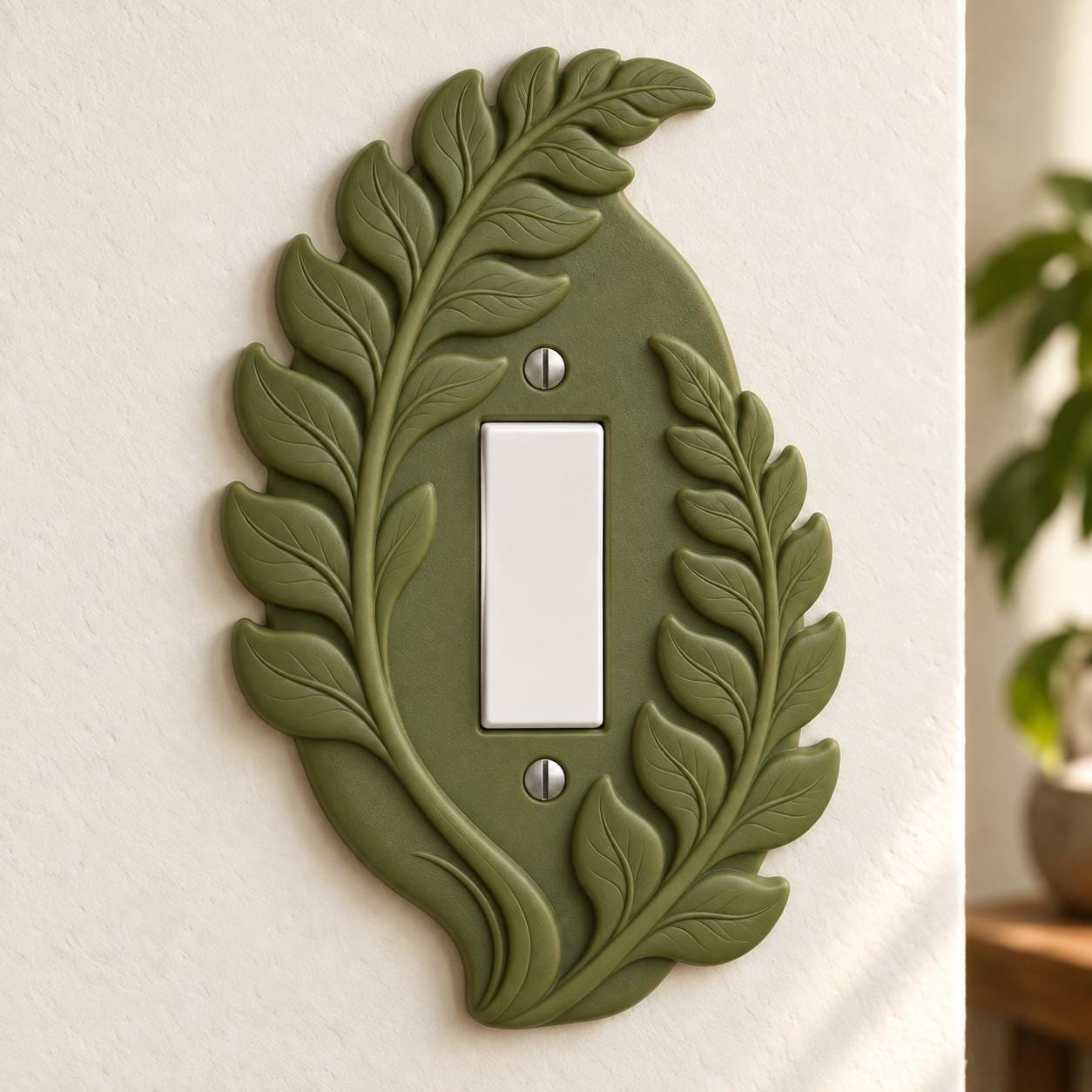 Fern Switch Plate & Outlet Cover, Botanical Leaf Toggle, Rocker or Duplex - Image 3