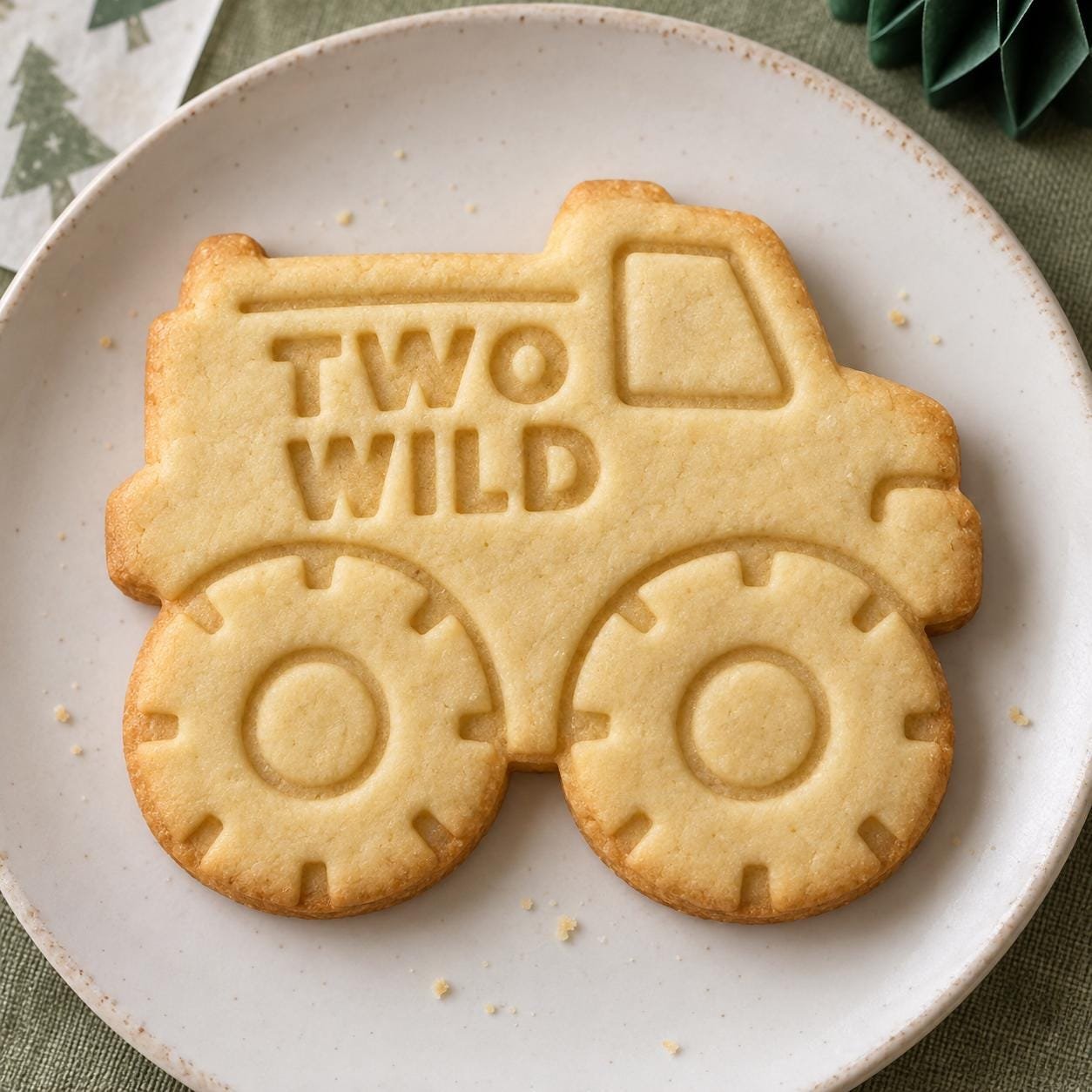 Two Wild Monster Truck Cookie Stamp and Cutter, Personalized 3-Inch Birthday Set - Image 2