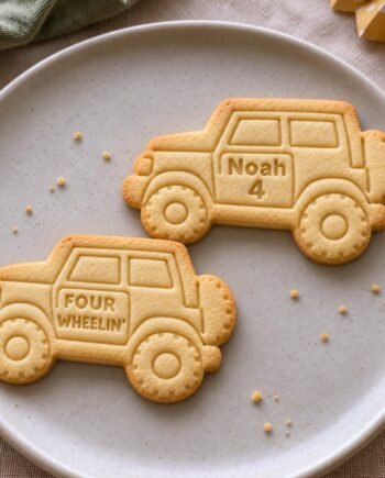 Four Wheelin Off Road Truck Cookie Stamp and Cutter, Personalized 3-Inch Birthday Set