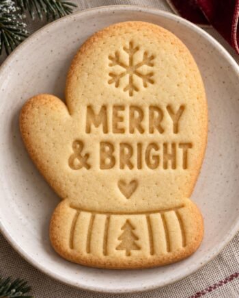 Personalized Mitten Cookie Stamp and Cutter, 3-Inch Christmas Baking Set
