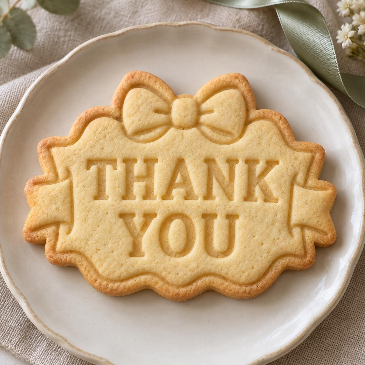Personalized Bow Plaque Cookie Stamp and Cutter, 3-Inch Custom Message Set