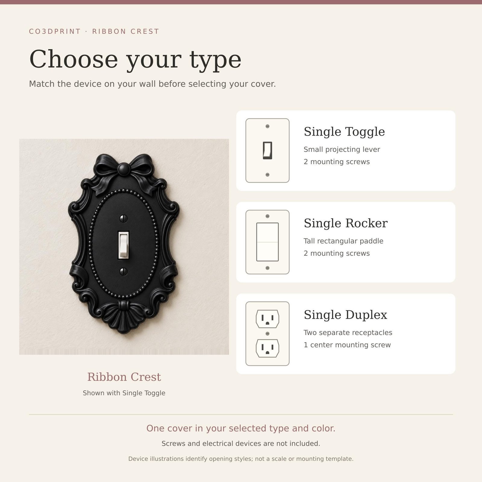 Ribbon Crest Light Switch and Outlet Cover, Victorian Bow Wall Plate - Image 4
