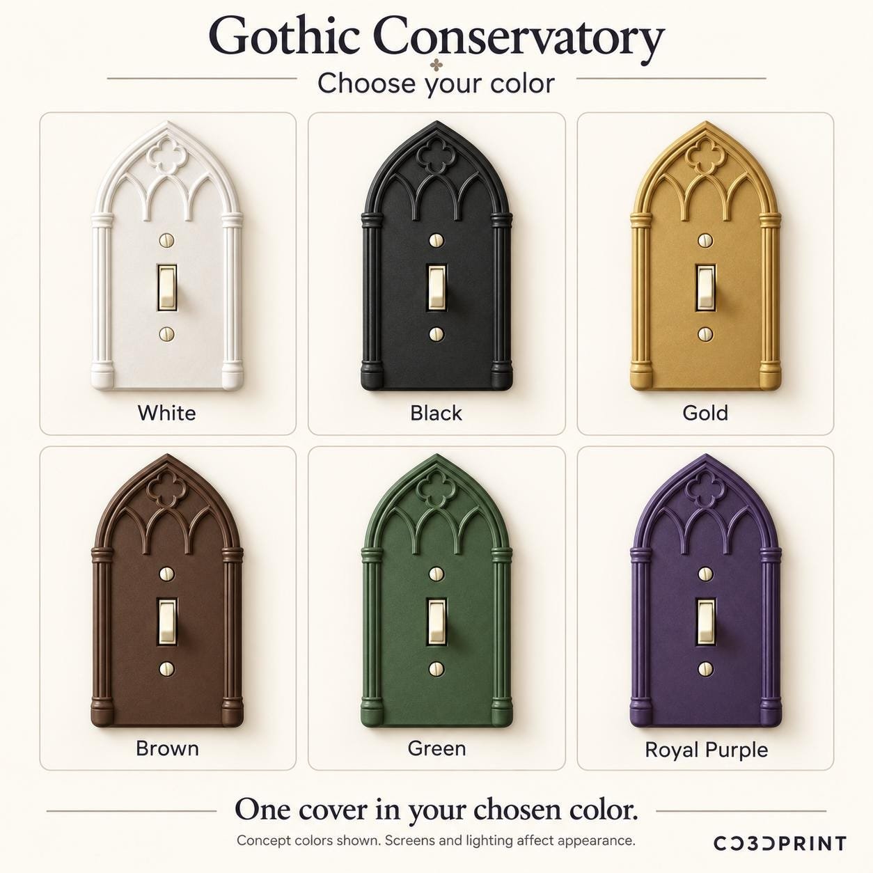 Gothic Arch Light Switch Cover, Cathedral Single Toggle Wall Plate - Gothic Conservatory - Image 4