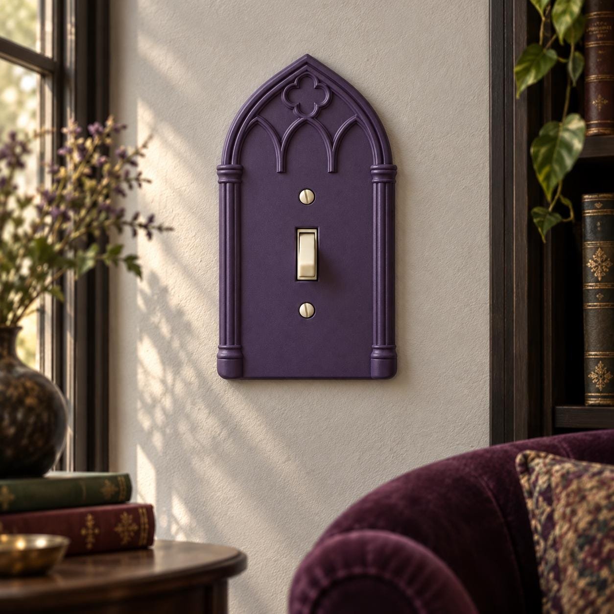 Gothic Arch Light Switch Cover, Cathedral Single Toggle Wall Plate - Gothic Conservatory - Image 2