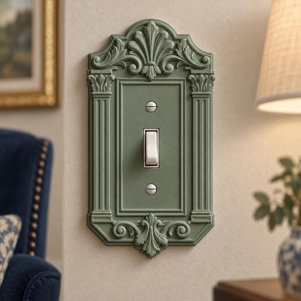 Victorian Light Switch and Outlet Cover, Ornate Column Wall Plate - Ashford Crest - Image 7