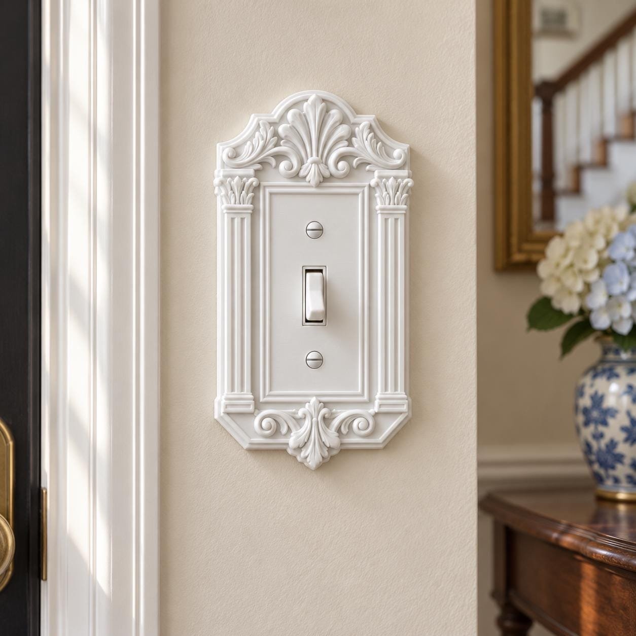 Victorian Light Switch and Outlet Cover, Ornate Column Wall Plate - Ashford Crest - Image 3