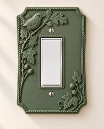 Bird Light Switch or Outlet Cover, Botanical Frame Wall Plate, Wrenwood
