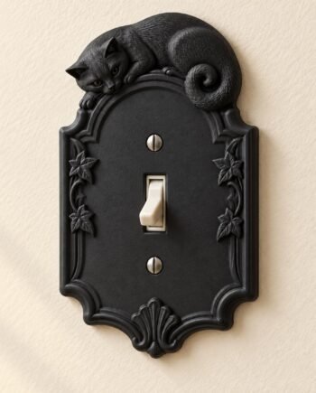 Cat Light Switch or Outlet Cover, Gothic Ivy Wall Plate, Moonwatch Cat