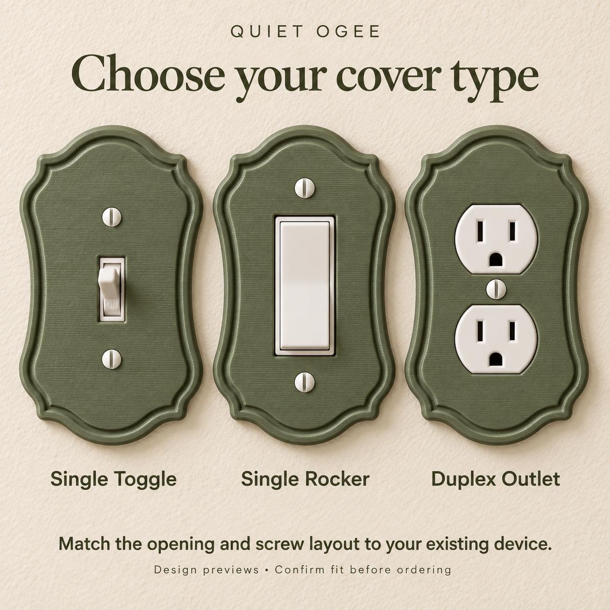 Victorian Light Switch and Outlet Cover, Simple Vintage Frame Wall Plate, Quiet Ogee - Image 4
