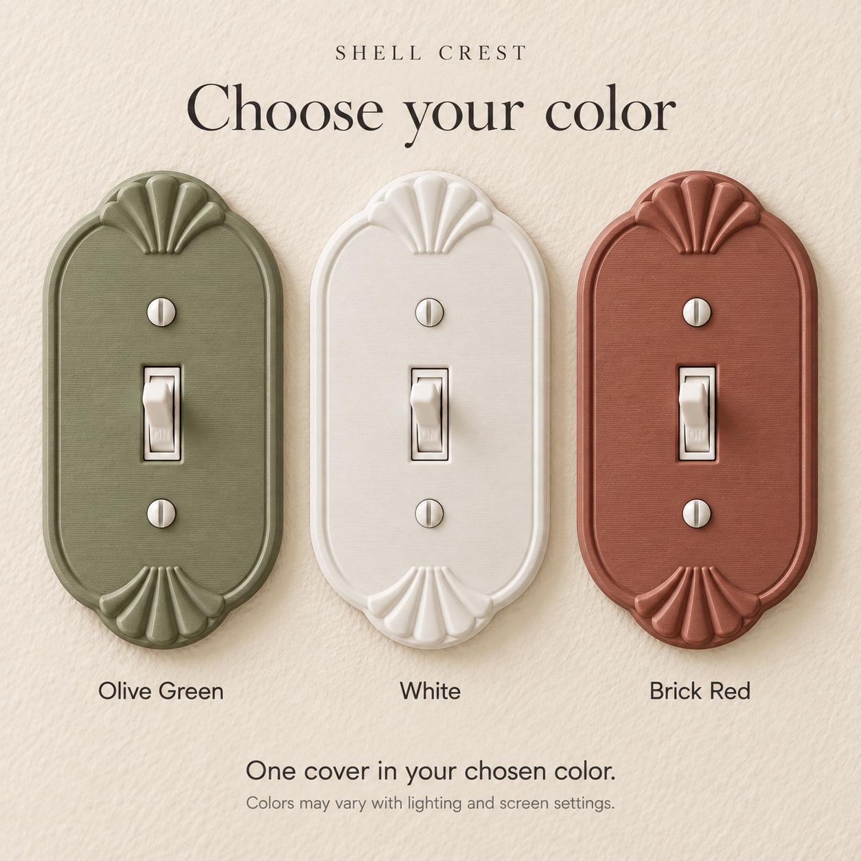Seashell Light Switch or Outlet Cover, Coastal Vintage Wall Plate, Shell Crest - Image 5