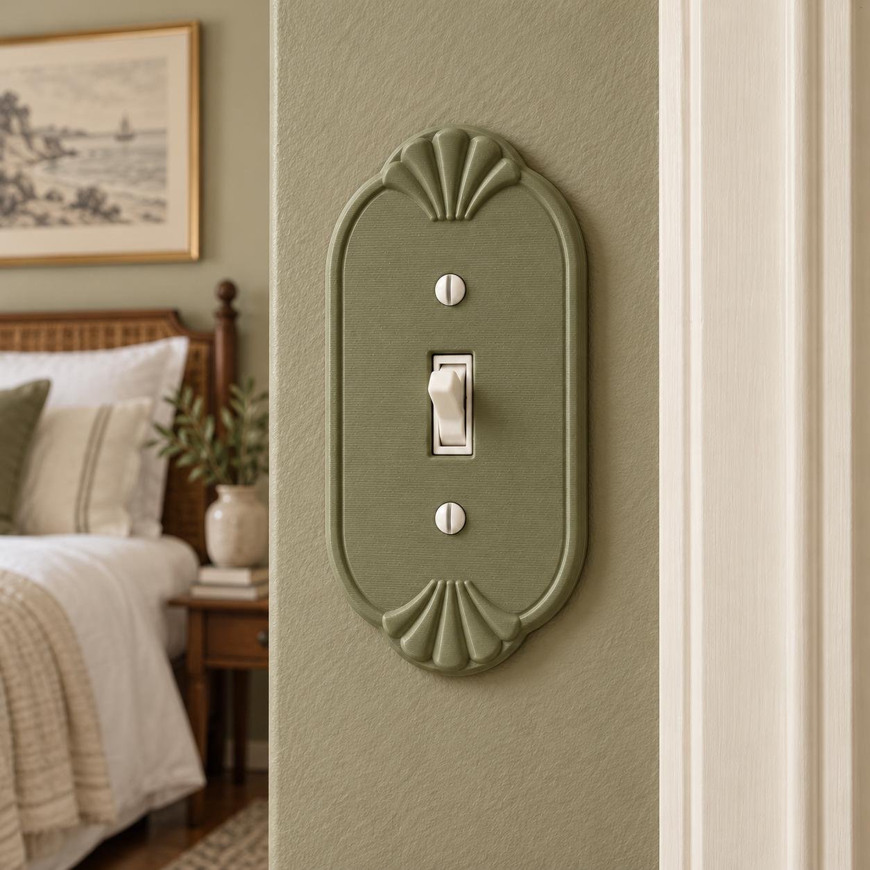 Seashell Light Switch or Outlet Cover, Coastal Vintage Wall Plate, Shell Crest - Image 7