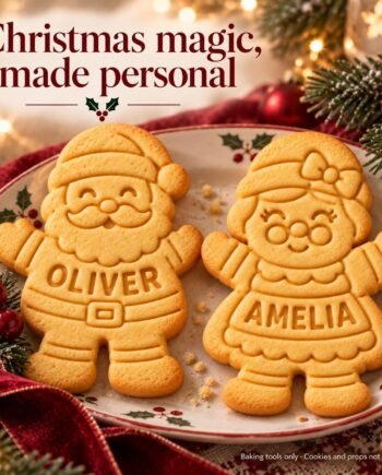 Personalized Santa or Mrs. Claus Cookie Cutter and Stamp, 3-Inch Christmas Baking Set
