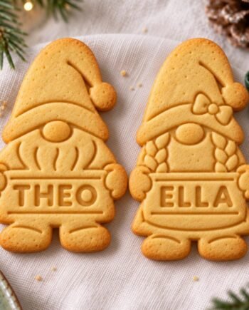 Personalized Christmas Gnome Cookie Cutter and Stamp, Boy or Girl, 3-Inch Baking Set