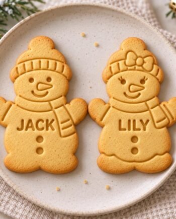 Personalized Snowman Cookie Cutter and Stamp, Boy or Girl, 3-Inch Winter Baking Set