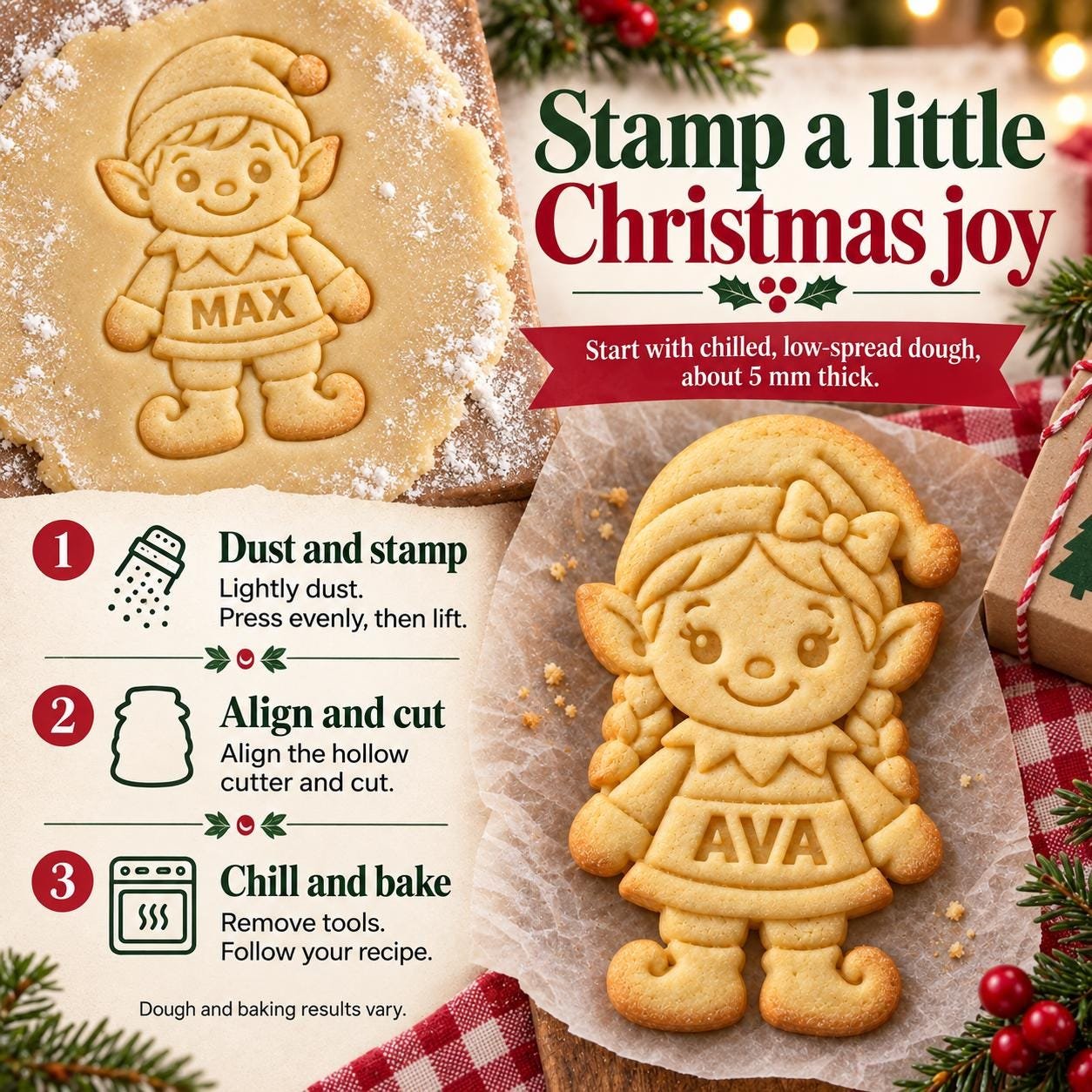 Personalized Christmas Elf Cookie Cutter and Stamp, Boy or Girl, 3-Inch - Image 5