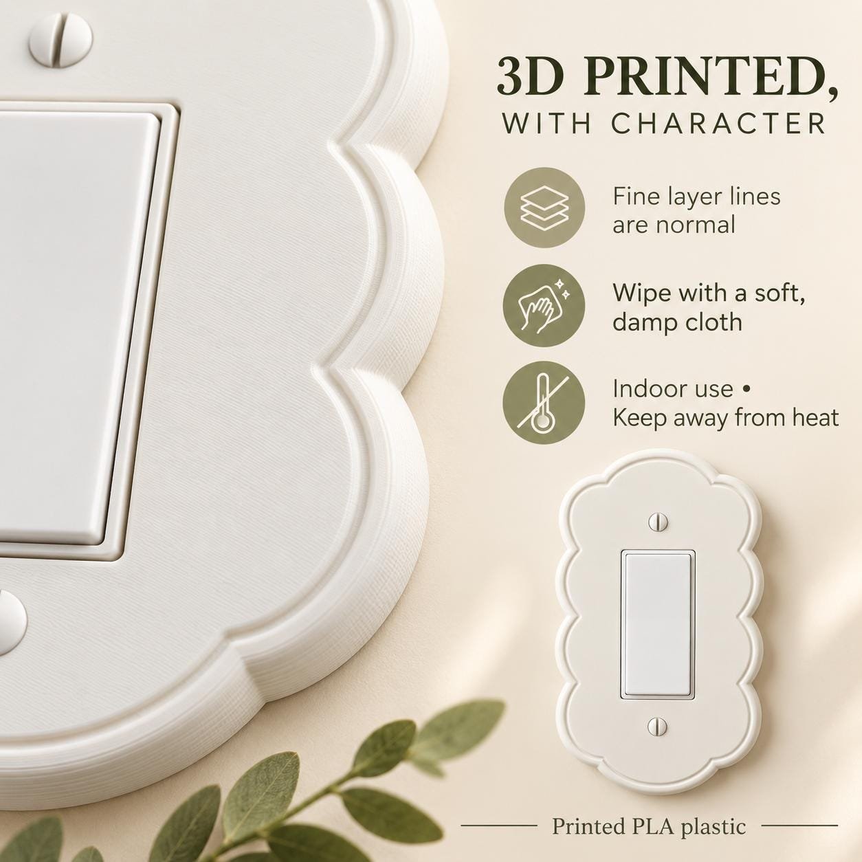 Scalloped Light Switch or Outlet Cover, Cottage Floral Wall Plate, Petal Arch - Image 6