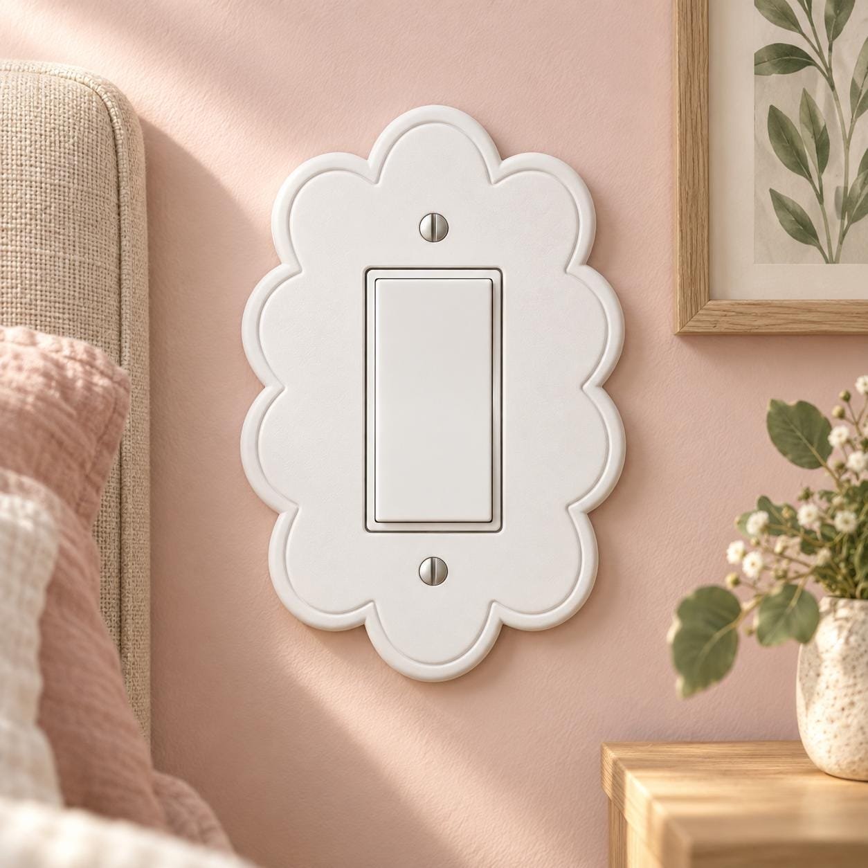 Floral Scalloped Light Switch or Outlet Cover, Cottage Wall Plate, Petal Halo - Image 7